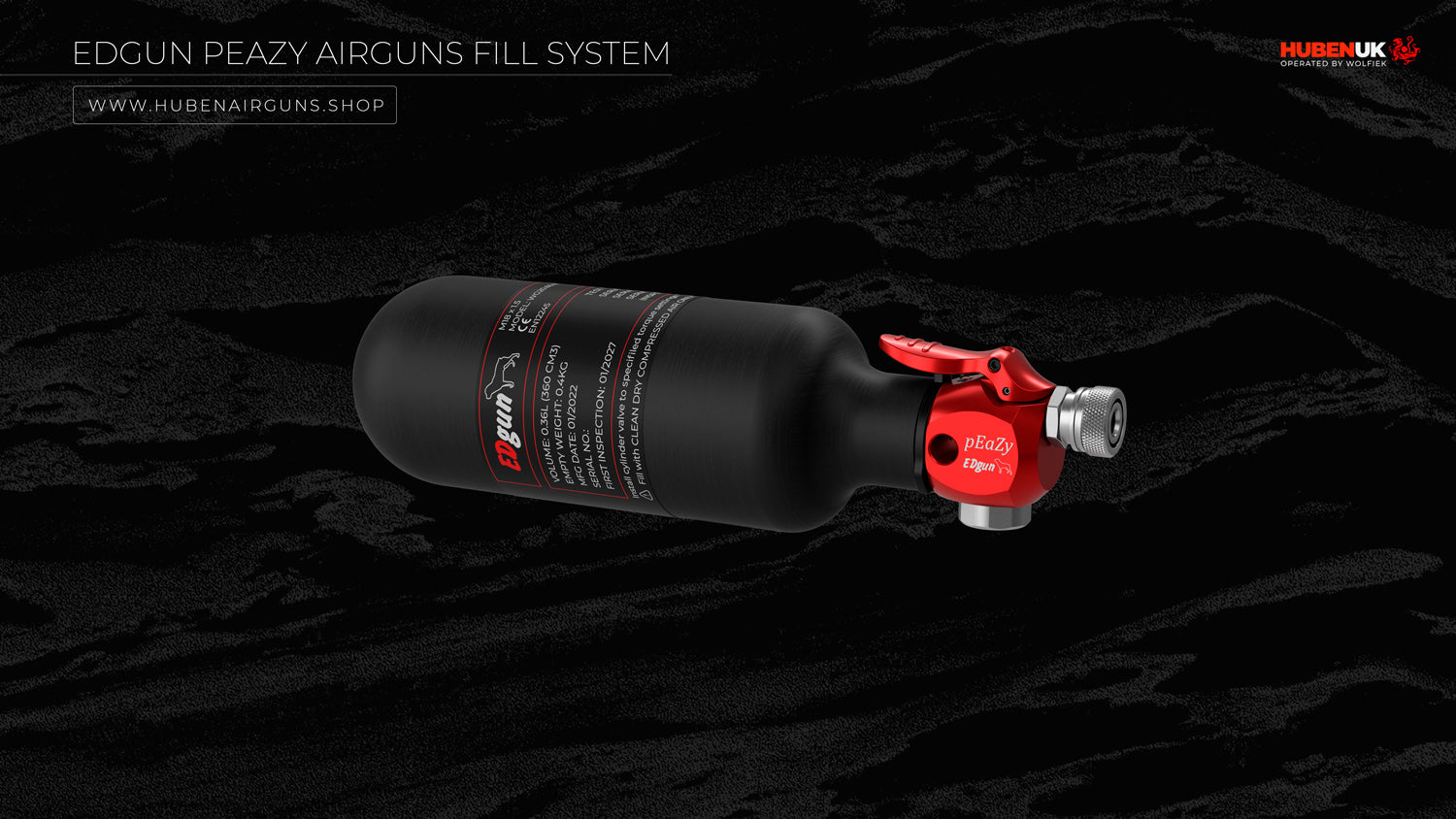 EDgun pEaZy Airguns Fill System 350cc Bottle with 1/8" Female Connector