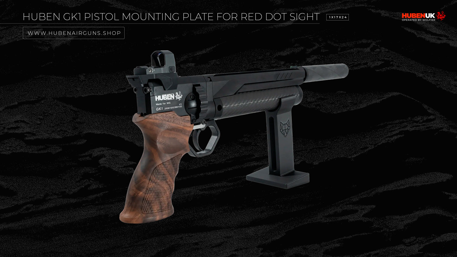 Huben GK1 Pistol Mounting Plate for Red Dot Sight 1x17x24 full view