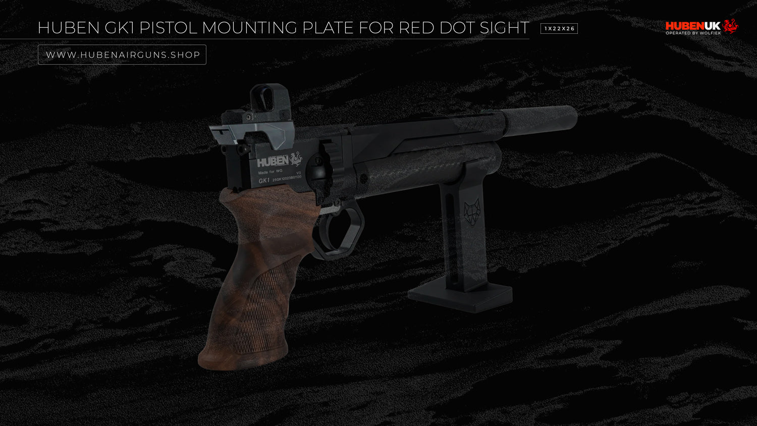 Huben GK1 Pistol Mounting Plate for Red Dot Sight 1x22x26 mounting plate view