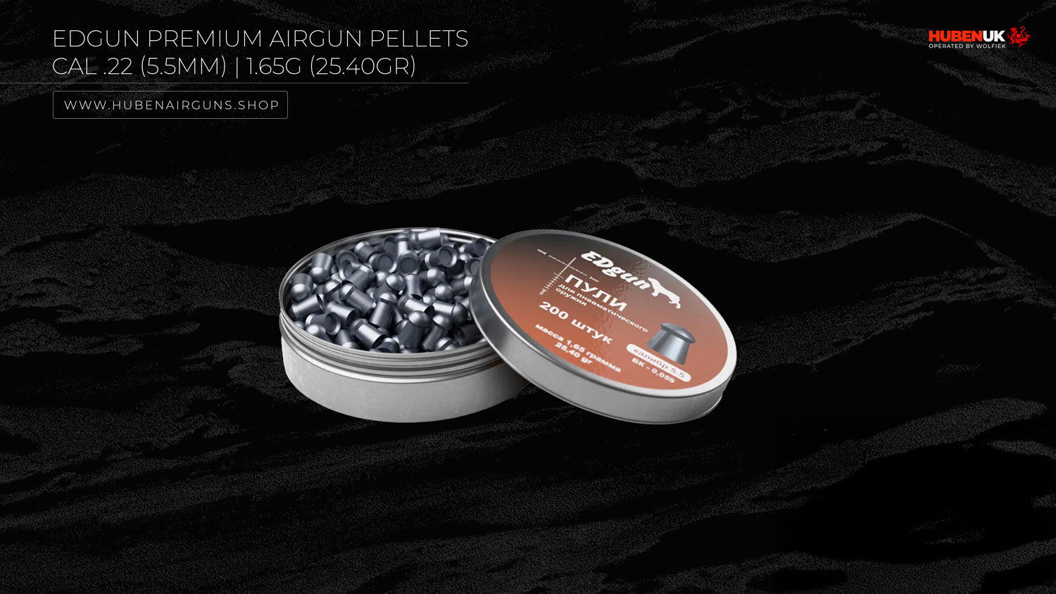EDgun Premium Airgun Pellets · Cal .22 (5.5mm) · 1.65g (25.40gr)